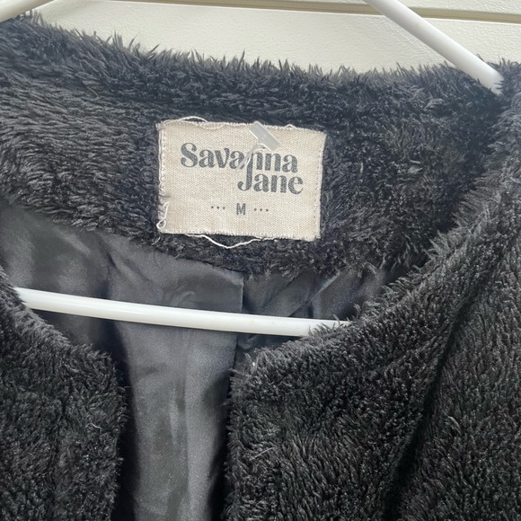 Savanna Jane Black and Red Teddy Jacket with Geometric Patterns - Picture 4 of 4